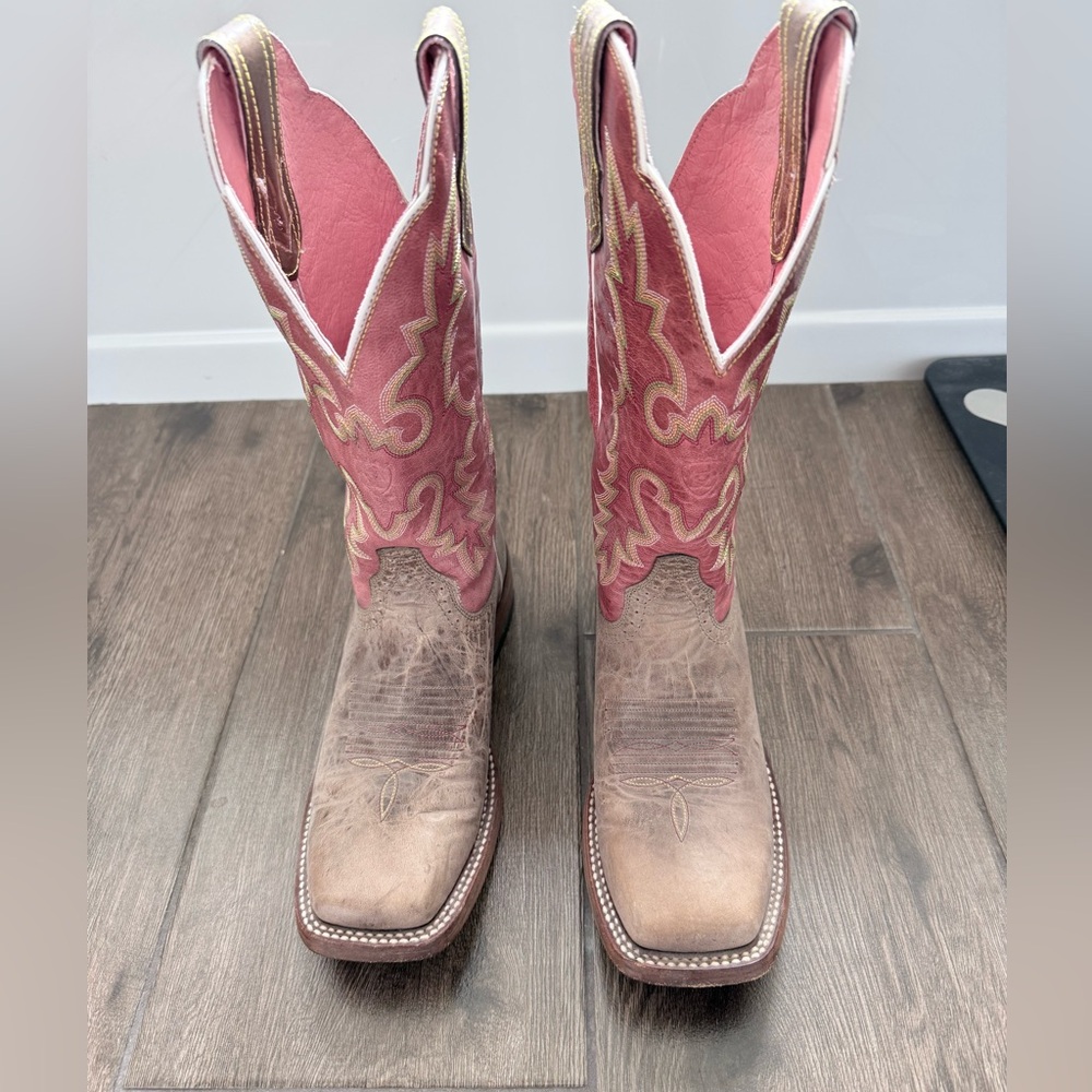Ariat Women’s Coral Pink and Brown Western Boots